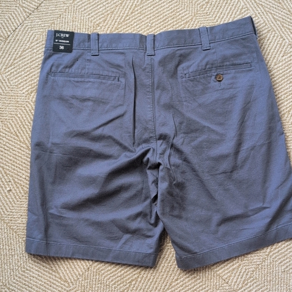 New J. Crew Navy Flat Front 9" Inseam Chino Cotton Shorts Slate Blue Sz 36 - Picture 5 of 6